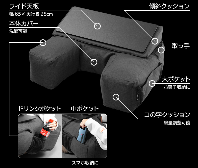 「ラージクッションテーブル（BHT-700C）」商品スペック